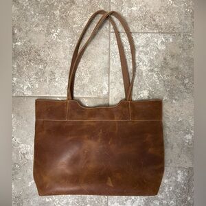 ZONE Vintage Genuine Leather Tote Bag/Large Handbag Shoulder Purse Light Brown